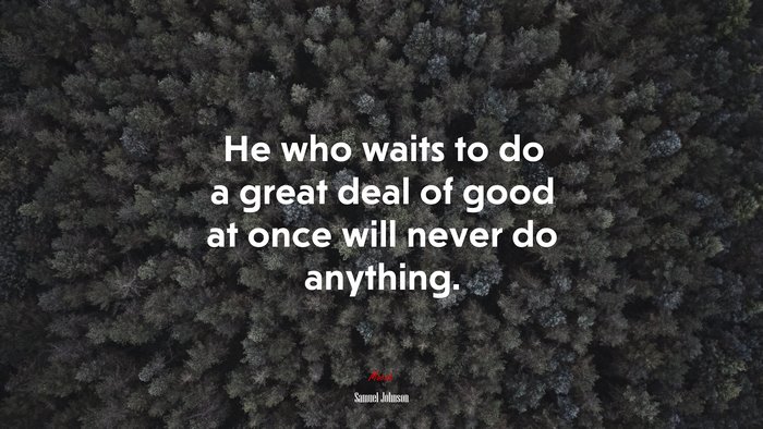 He who waits to do a great deal of good at once will never do anything. | Samuel Johnson quote