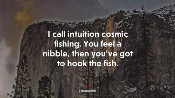 I call intuition cosmic fishing. You feel a nibble, then you’ve got to hook the fish. | R. Buckminster Fuller quote