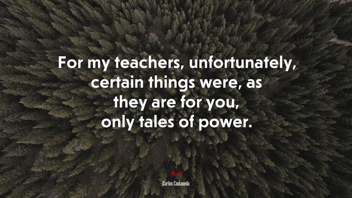 For my teachers, unfortunately, certain things were, as they are for you, only tales of power. | Carlos Castaneda quote