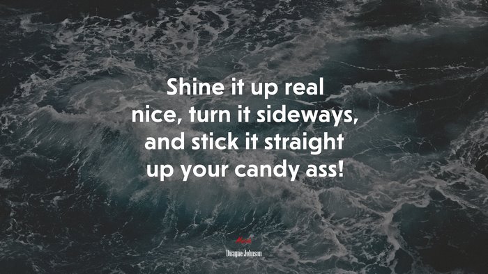 Shine it up real nice, turn it sideways, and stick it straight up your candy ass! | Dwayne Johnson quote