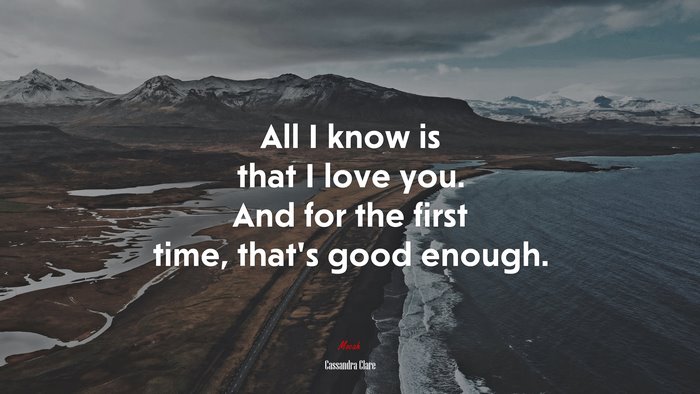 All I know is that I love you. And for the first time, that’s good enough. | Cassandra Clare quote