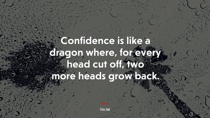 Confidence is like a dragon where, for every head cut off, two more heads grow back. | Criss Jami quote