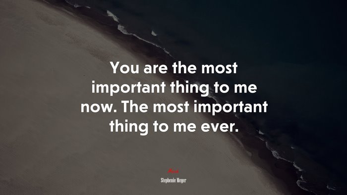 You are the most important thing to me now. The most important thing to me ever. | Stephenie Meyer quote
