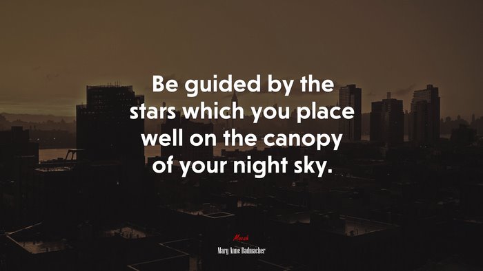 Be guided by the stars which you place well on the canopy of your night sky. | Mary Anne Radmacher quote