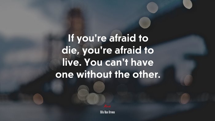 If you’re afraid to die, you’re afraid to live. You can’t have one without the other. | Rita Mae Brown quote