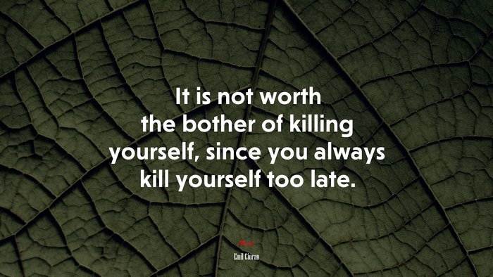 It is not worth the bother of killing yourself, since you always kill yourself too late. | Emil Cioran quote