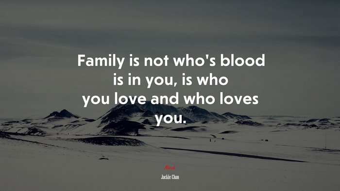 Family is not who’s blood is in you, is who you love and who loves you. | Jackie Chan quote