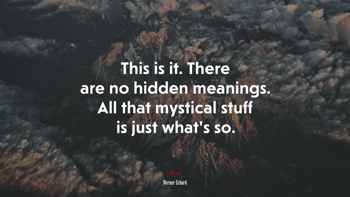 This is it. There are no hidden meanings. All that mystical stuff is just what’s so. | Werner Erhard quote