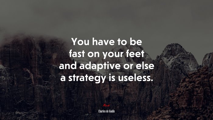 You have to be fast on your feet and adaptive or else a strategy is useless. | Charles de Gaulle quote