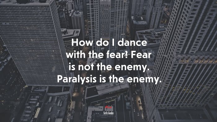 How do I dance with the fear? Fear is not the enemy. Paralysis is the enemy. | Seth Godin quote