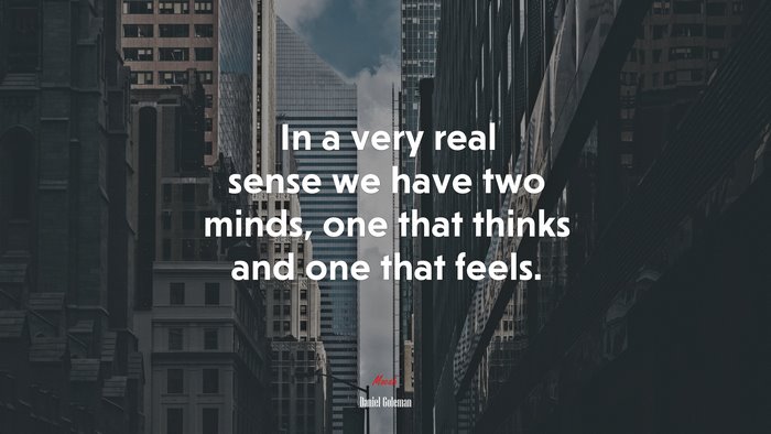 In a very real sense we have two minds, one that thinks and one that feels. | Daniel Goleman quote