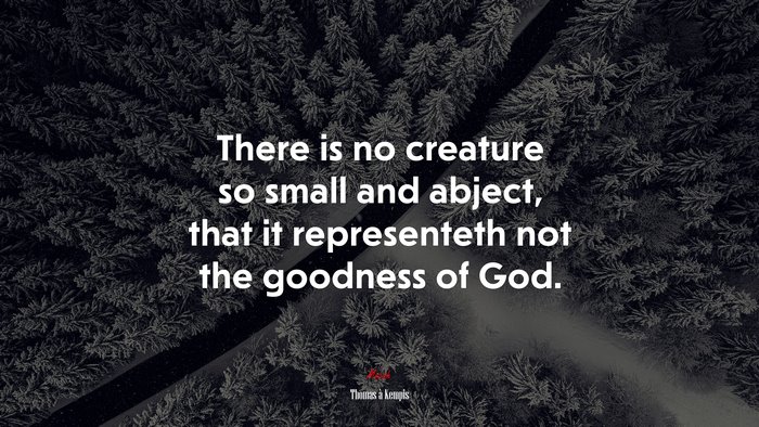 There is no creature so small and abject, that it representeth not the goodness of God. | Thomas à Kempis quote