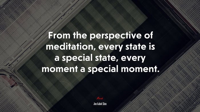 From the perspective of meditation, every state is a special state, every moment a special moment. | Jon Kabat-Zinn quote