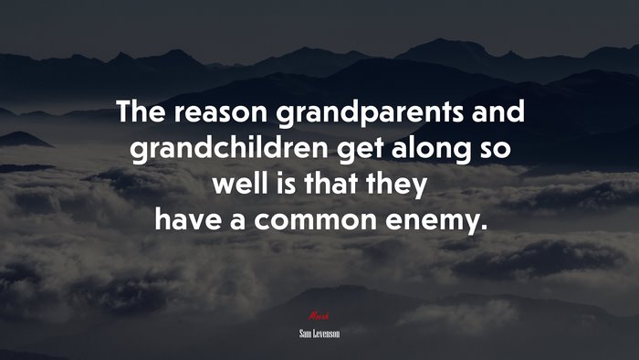 The reason grandparents and grandchildren get along so well is that they have a common enemy. | Sam Levenson quote