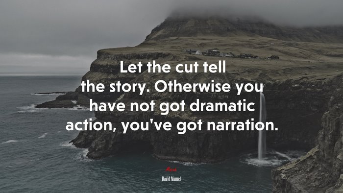 Let the cut tell the story. Otherwise you have not got dramatic action, you’ve got narration. | David Mamet quote