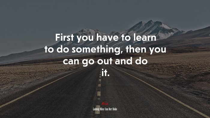 First you have to learn to do something, then you can go out and do it. | Ludwig Mies Van Der Rohe quote