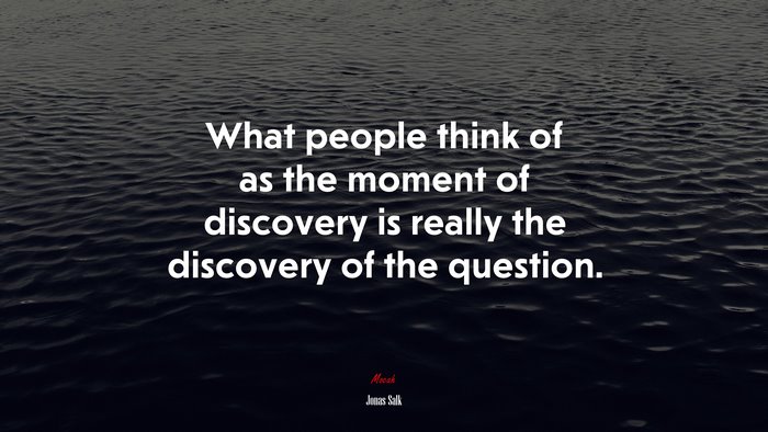 What people think of as the moment of discovery is really the discovery of the question. | Jonas Salk quote