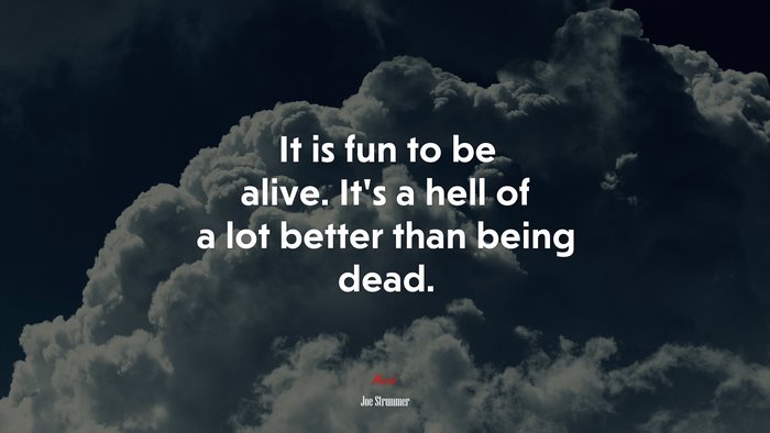 It is fun to be alive. It’s a hell of a lot better than being dead. | Joe Strummer quote
