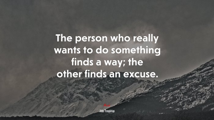 The person who really wants to do something finds a way; the other finds an excuse. | John Templeton quote