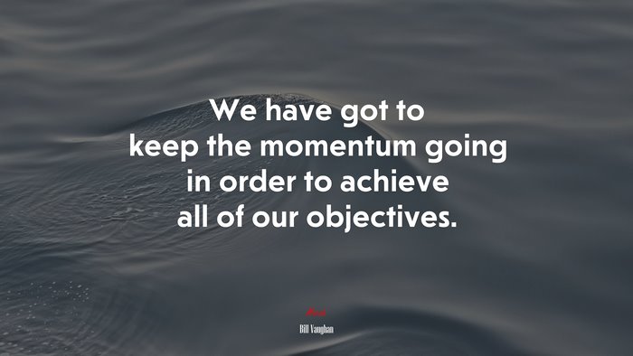 We have got to keep the momentum going in order to achieve all of our objectives. | Bill Vaughan quote
