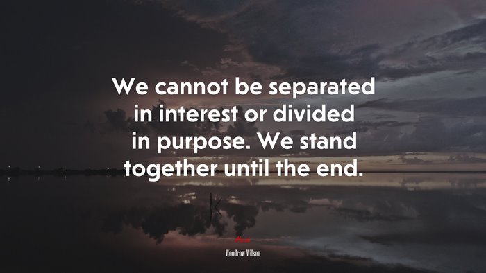 We cannot be separated in interest or divided in purpose. We stand together until the end. | Woodrow Wilson quote