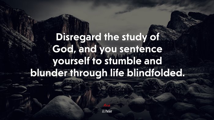 Disregard the study of God, and you sentence yourself to stumble and blunder through life blindfolded. | J.I. Packer quote