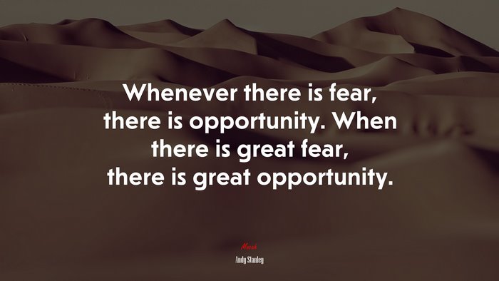 Whenever there is fear, there is opportunity. When there is great fear, there is great opportunity. | Andy Stanley quote