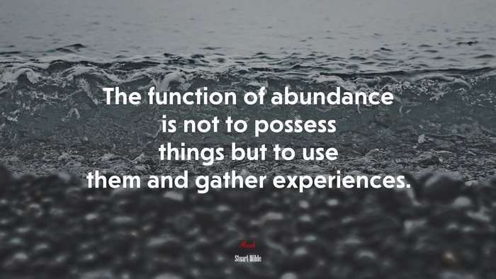 The function of abundance is not to possess things but to use them and gather experiences. | Stuart Wilde quote