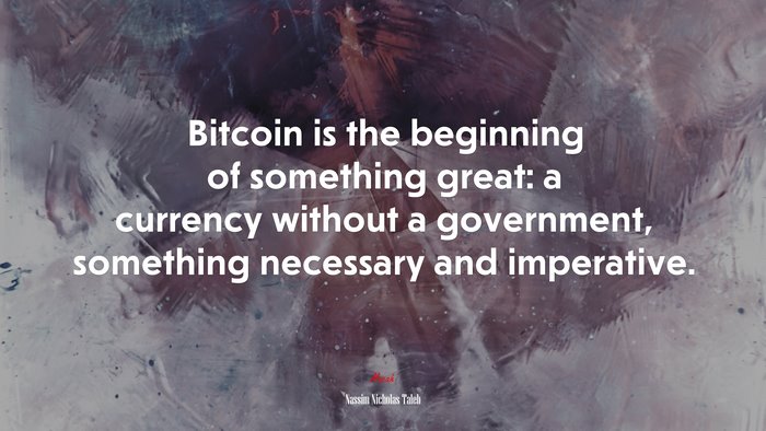Bitcoin is the beginning of something great: a currency without a government, something necessary and imperative. | Nassim Nicholas Taleb quote