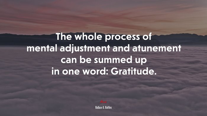The whole process of mental adjustment and atunement can be summed up in one word: Gratitude. | Wallace D. Wattles quote