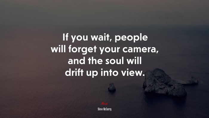 If you wait, people will forget your camera, and the soul will drift up into view. | Steve McCurry quote