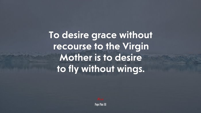 To desire grace without recourse to the Virgin Mother is to desire to fly without wings. | Pope Pius XII quote
