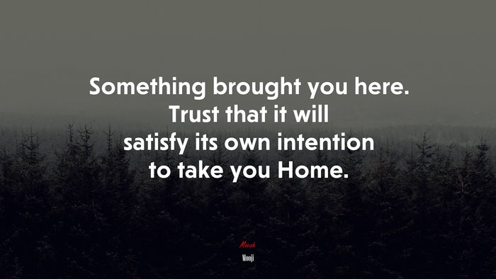 Something brought you here. Trust that it will satisfy its own intention to take you Home. | Mooji quote