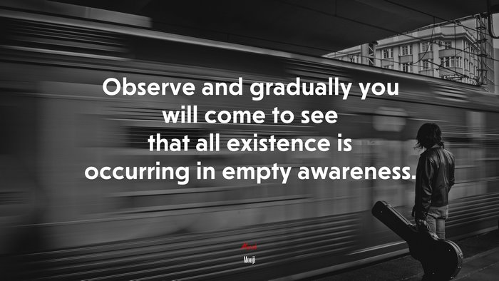 Observe and gradually you will come to see that all existence is occurring in empty awareness. | Mooji quote