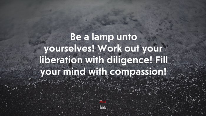 Be a lamp unto yourselves! Work out your liberation with diligence! Fill your mind with compassion! | Buddha quote