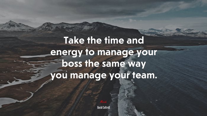 Take the time and energy to manage your boss the same way you manage your team. | David Cottrell quote