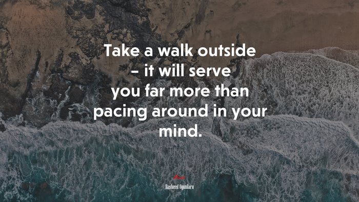 Take a walk outside – it will serve you far more than pacing around in your mind. | Rasheed Ogunlaru quote