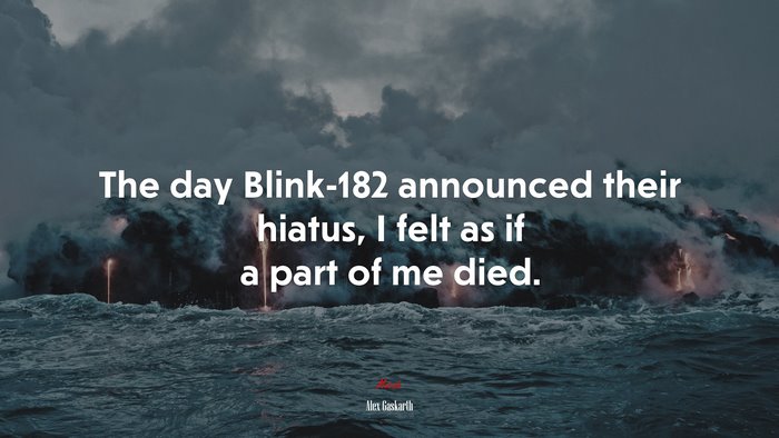 The day Blink-182 announced their hiatus, I felt as if a part of me died. | Alex Gaskarth quote