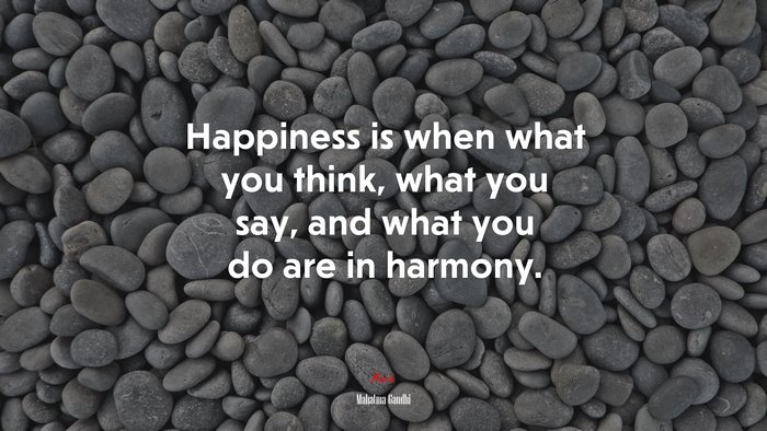 Happiness is when what you think, what you say, and what you do are in harmony. | Mahatma Gandhi quote