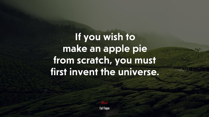 If you wish to make an apple pie from scratch, you must first invent the universe. | Carl Sagan quote