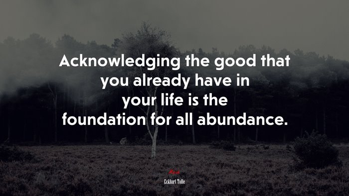 Acknowledging the good that you already have in your life is the foundation for all abundance. | Eckhart Tolle quote