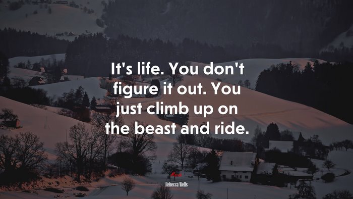 It’s life. You don’t figure it out. You just climb up on the beast and ride. | Rebecca Wells quote