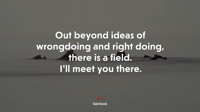 Out beyond ideas of wrongdoing and right doing, there is a field. I’ll meet you there. | Khaled Hosseini quote