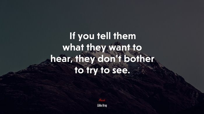 If you tell them what they want to hear, they don’t bother to try to see. | Libba Bray quote