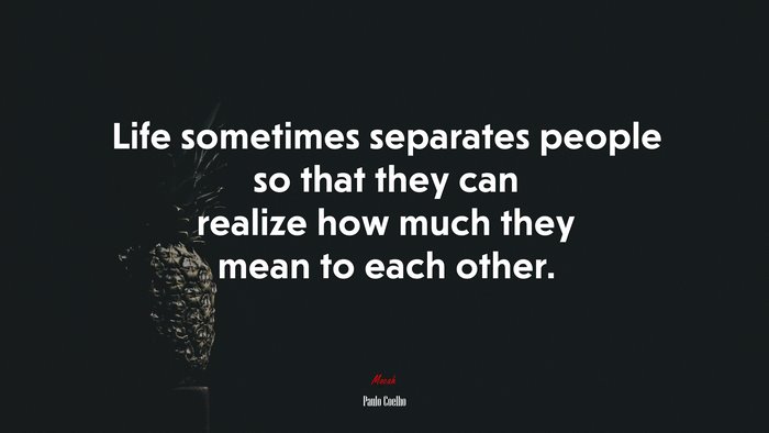 Life sometimes separates people so that they can realize how much they mean to each other. | Paulo Coelho quote
