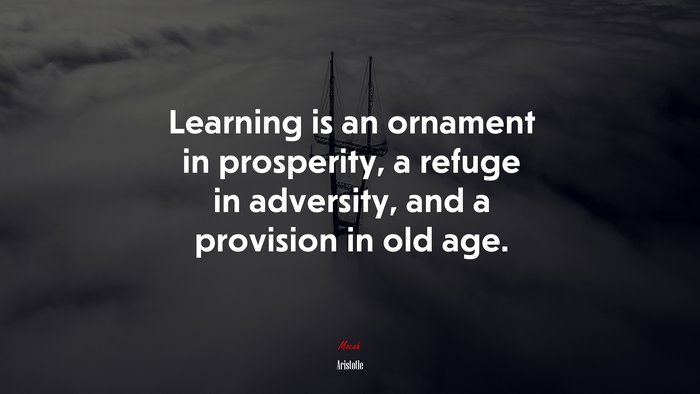 Learning is an ornament in prosperity, a refuge in adversity, and a provision in old age. | Aristotle quote
