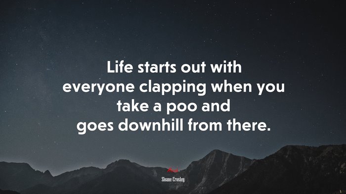 Life starts out with everyone clapping when you take a poo and goes downhill from there. | Sloane Crosley quote