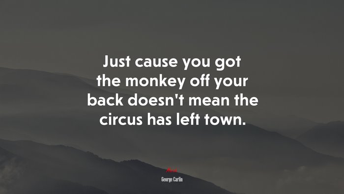 Just cause you got the monkey off your back doesn’t mean the circus has left town. | George Carlin quote