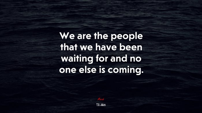 We are the people that we have been waiting for and no one else is coming. | T.D. Jakes quote