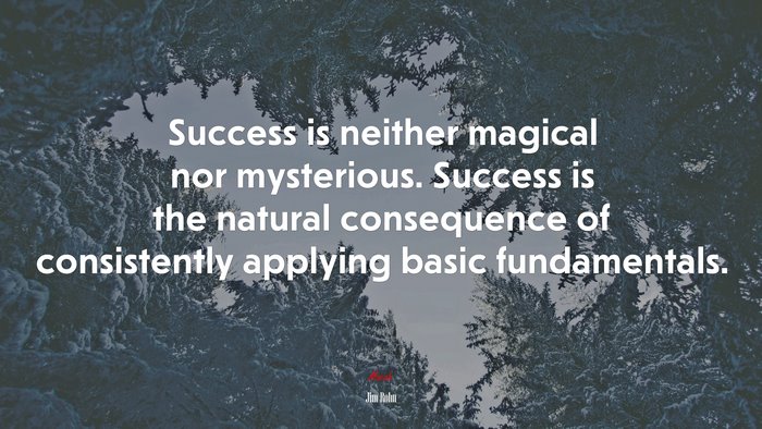 Success is neither magical nor mysterious. Success is the natural consequence of consistently applying basic fundamentals. | Jim Rohn quote